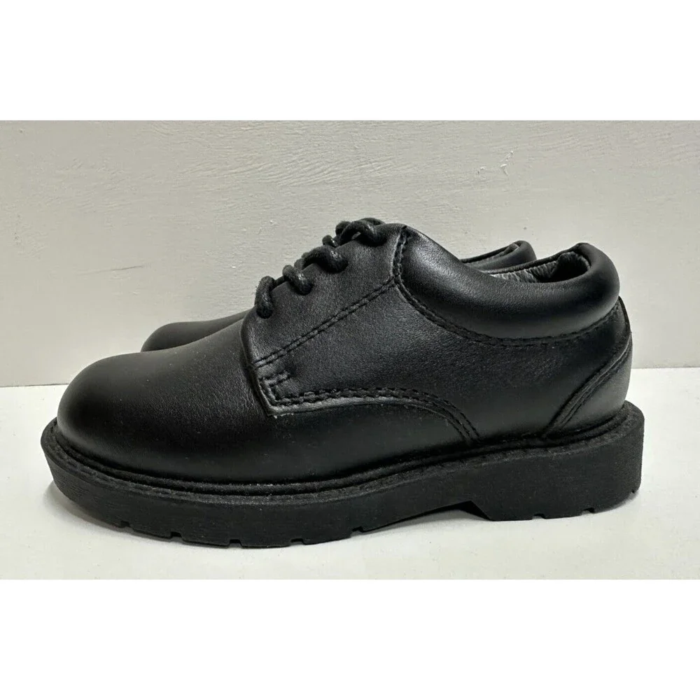 School Issue boys toddler size 9W dress lace up black leather shoes